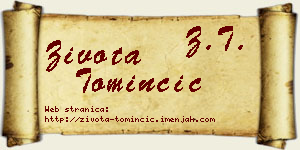 Života Tominčić vizit kartica